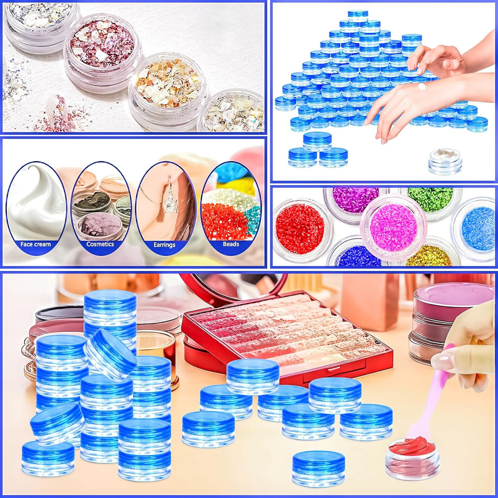 100 Pcs 3G Empty Plastic Containers with Lids,Tiny Makeup Sample Containers, Sma
