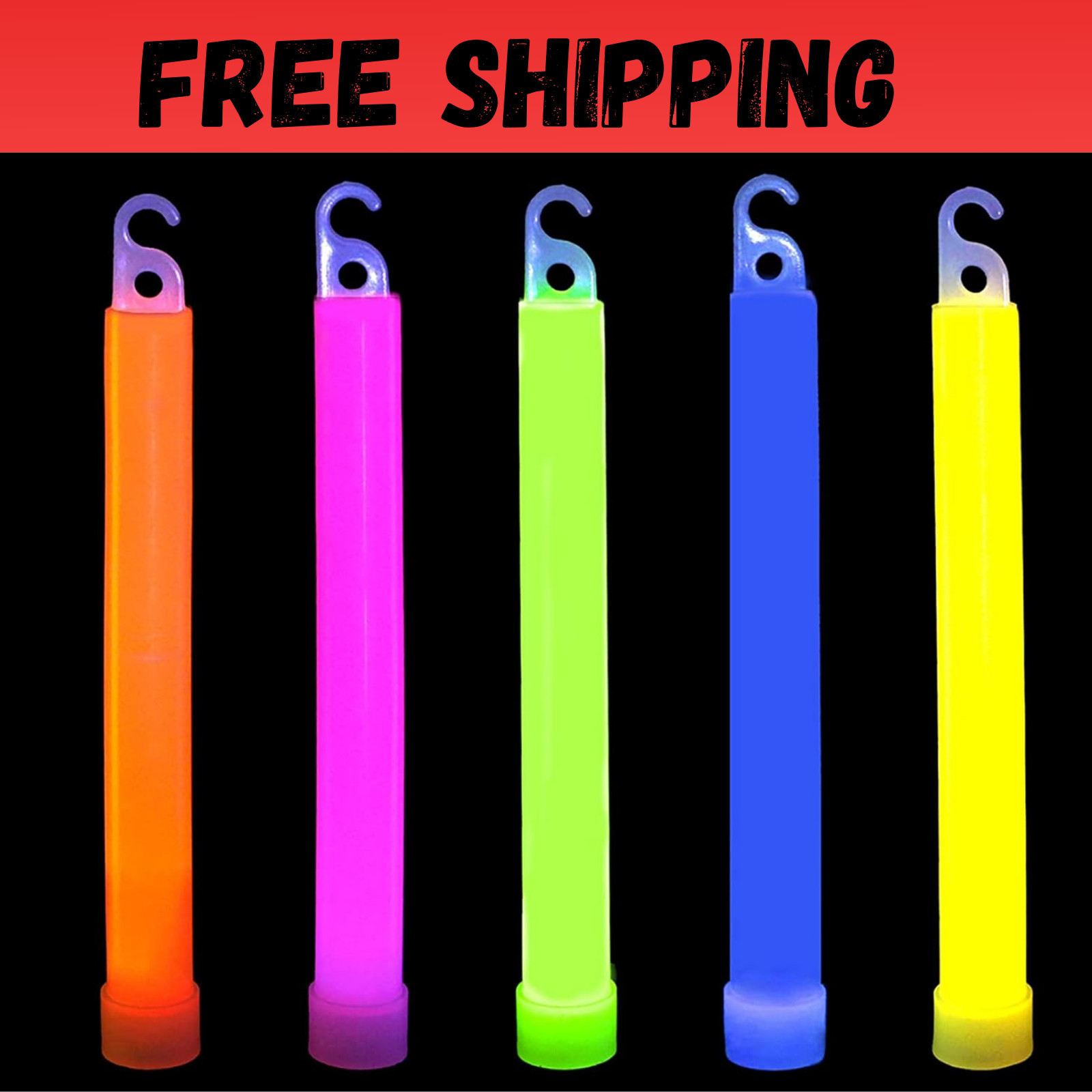 50 Pcs 6'' Premium Glow Sticks Bulk - Ultra Bright Large Glow Necklaces