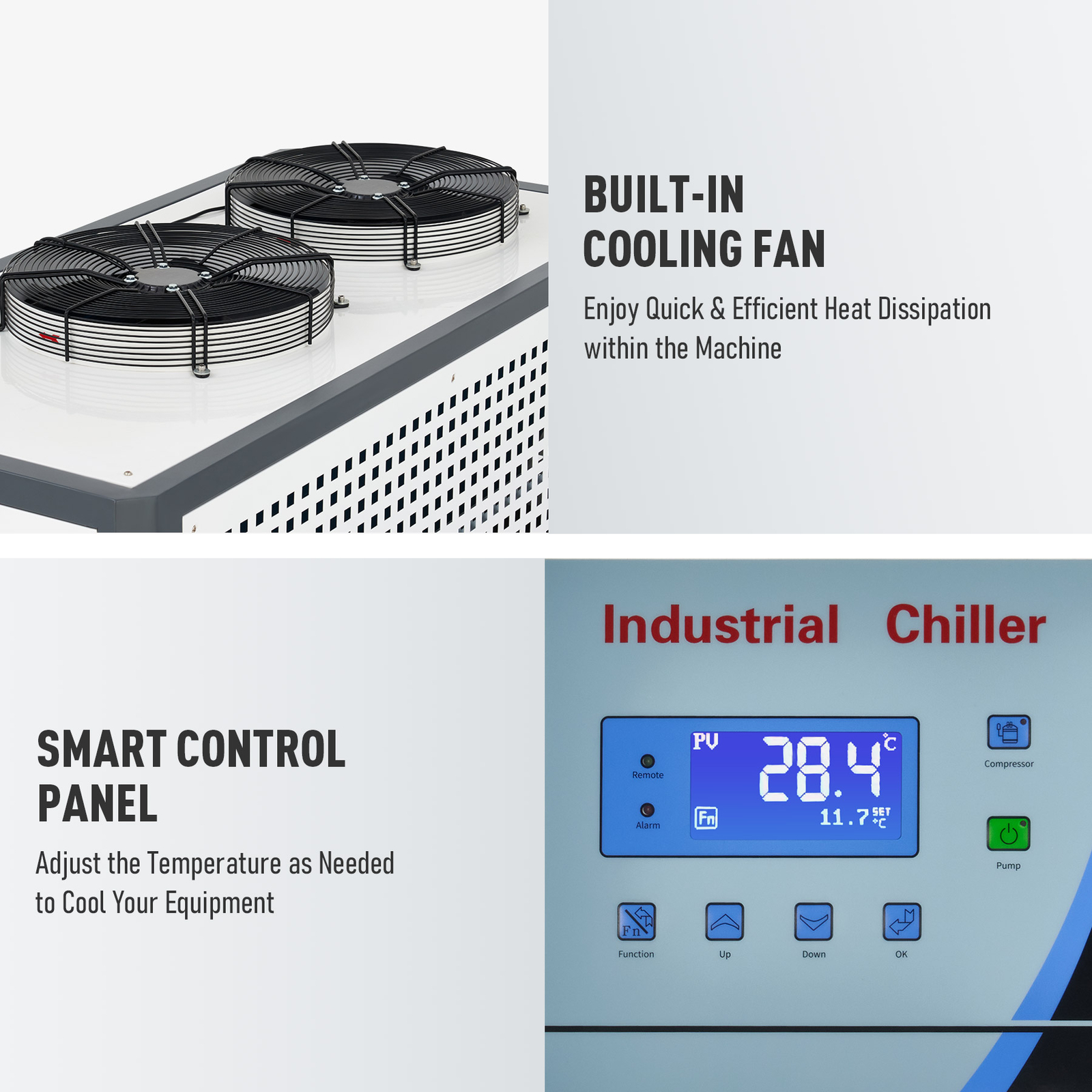 CREWORKS 15Ton Industrial Air-cooled Chiller with 53 gal Tank& 22 HP Compressor