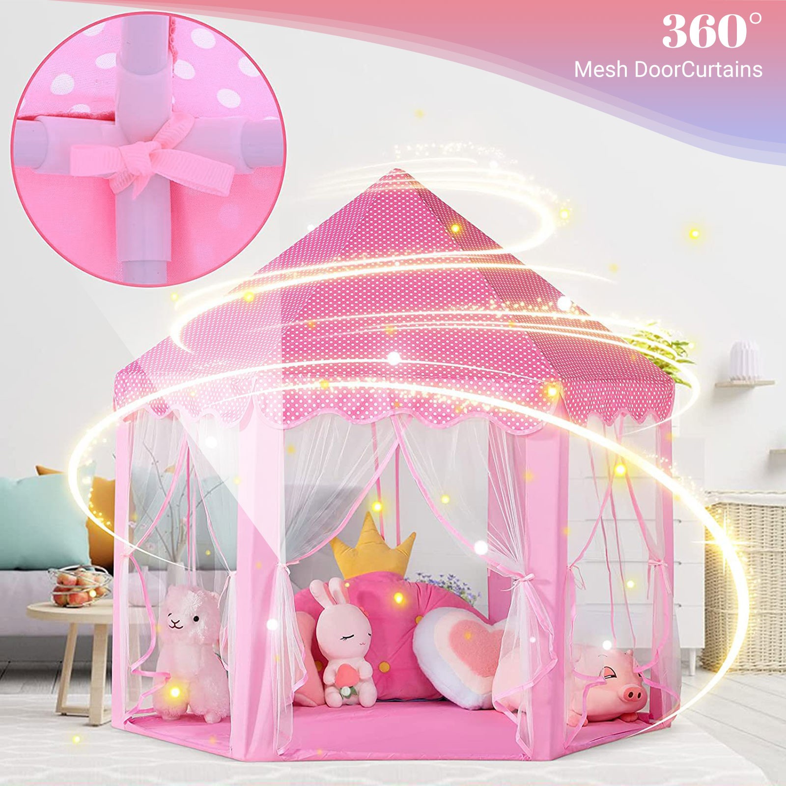 Girls Princess Castle Play Tent Large Indoor Outdoor Kids Playhouse Gift Pink US