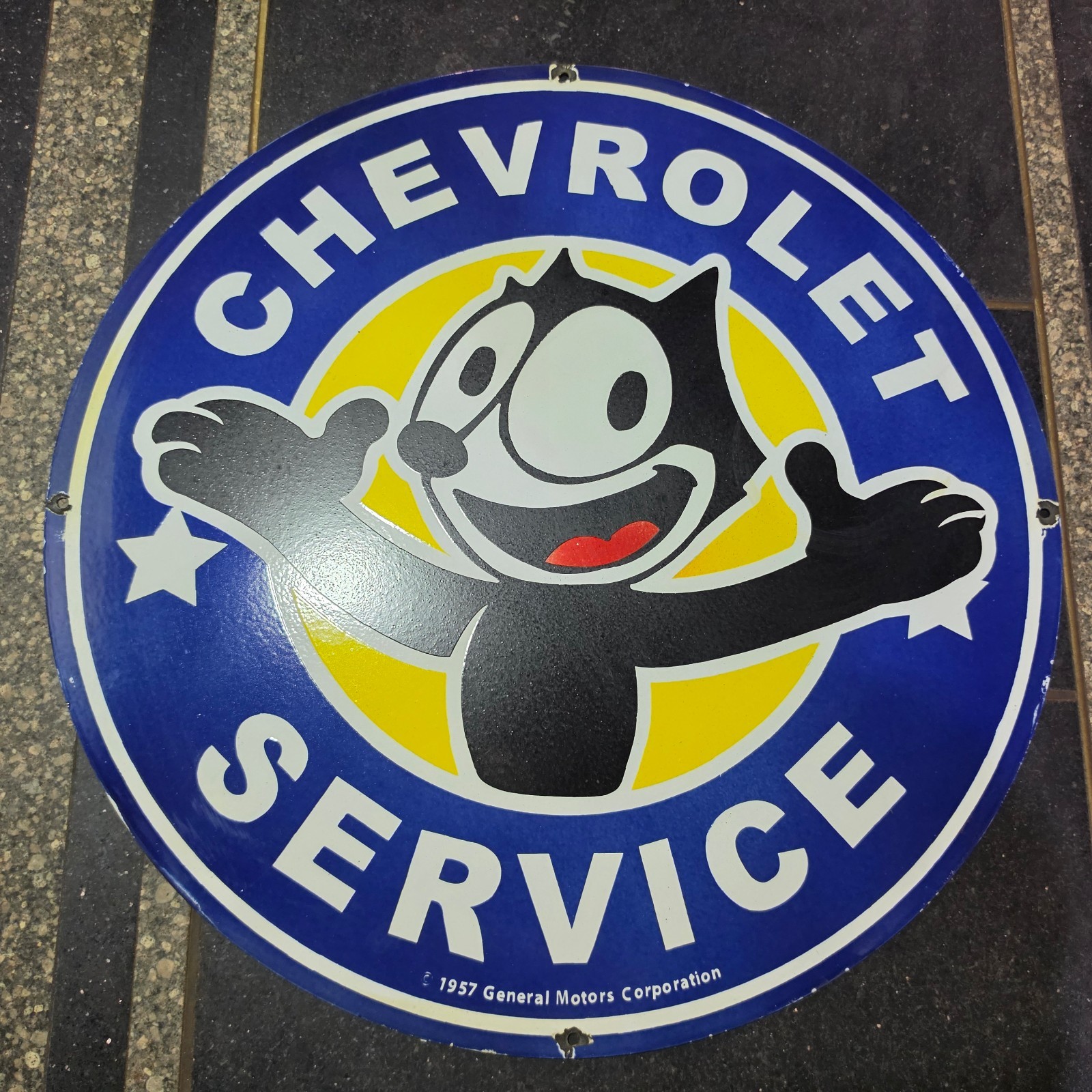 CHEVROLET SERVICE PORCELAIN ENAMEL SIGN 29 X 29 INCHES