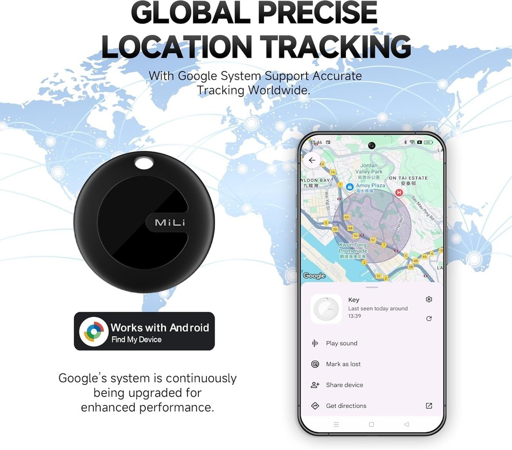 MiLi MiTag Bluetooth Tracker for Android, Smart Air Tracking BLK,