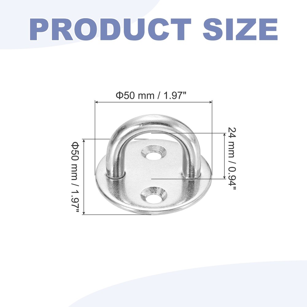 2Pcs M8 Eyelet Bracket Set Circular Hook Plate and Hook, Silver