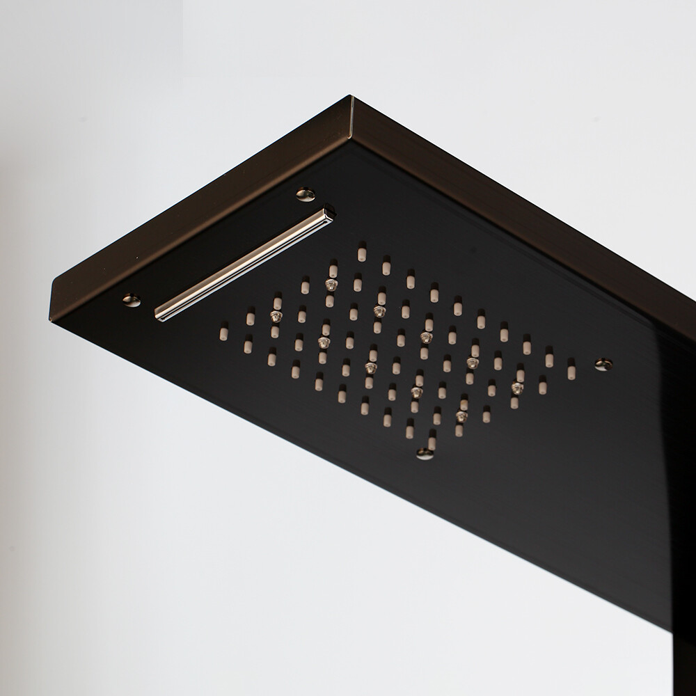 LED Black Shower Panel Display screen Body Massage System Jets Wall Mounted Tap
