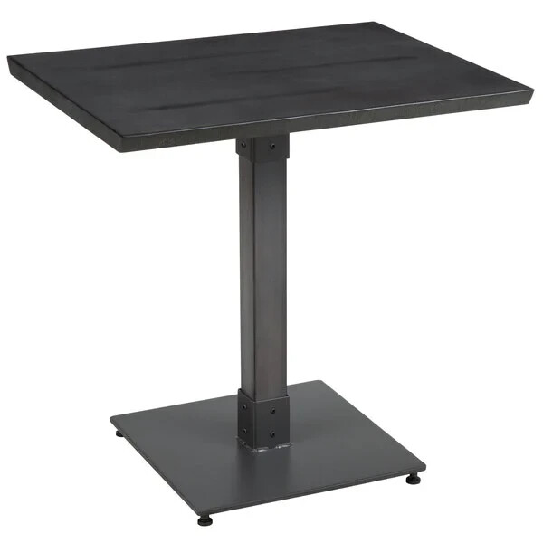 24" x 30" Rectangular Solid Wood Live Edge Restaurant Table Top in Gray Wood Fin