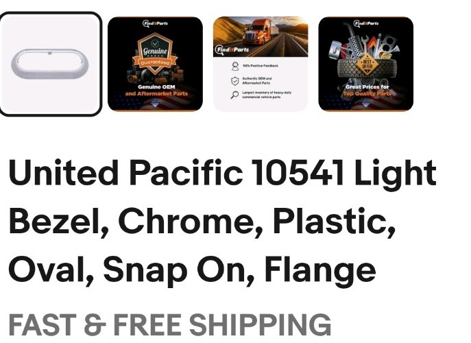 2pcs 6" Oval Snap On Chrome Bezels  2 Pack.