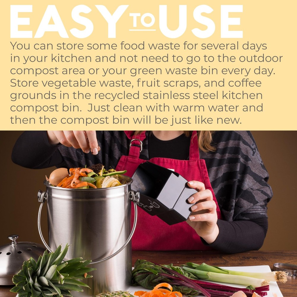 EPICA Countertop Compost Bin Kitchen | 1.3 Gallon | Odorless Composting Bin w...