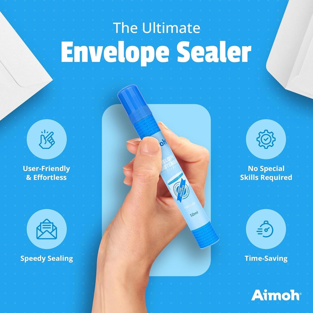 Aimoh Envelope Moistener with Adhesive, 4 Count,