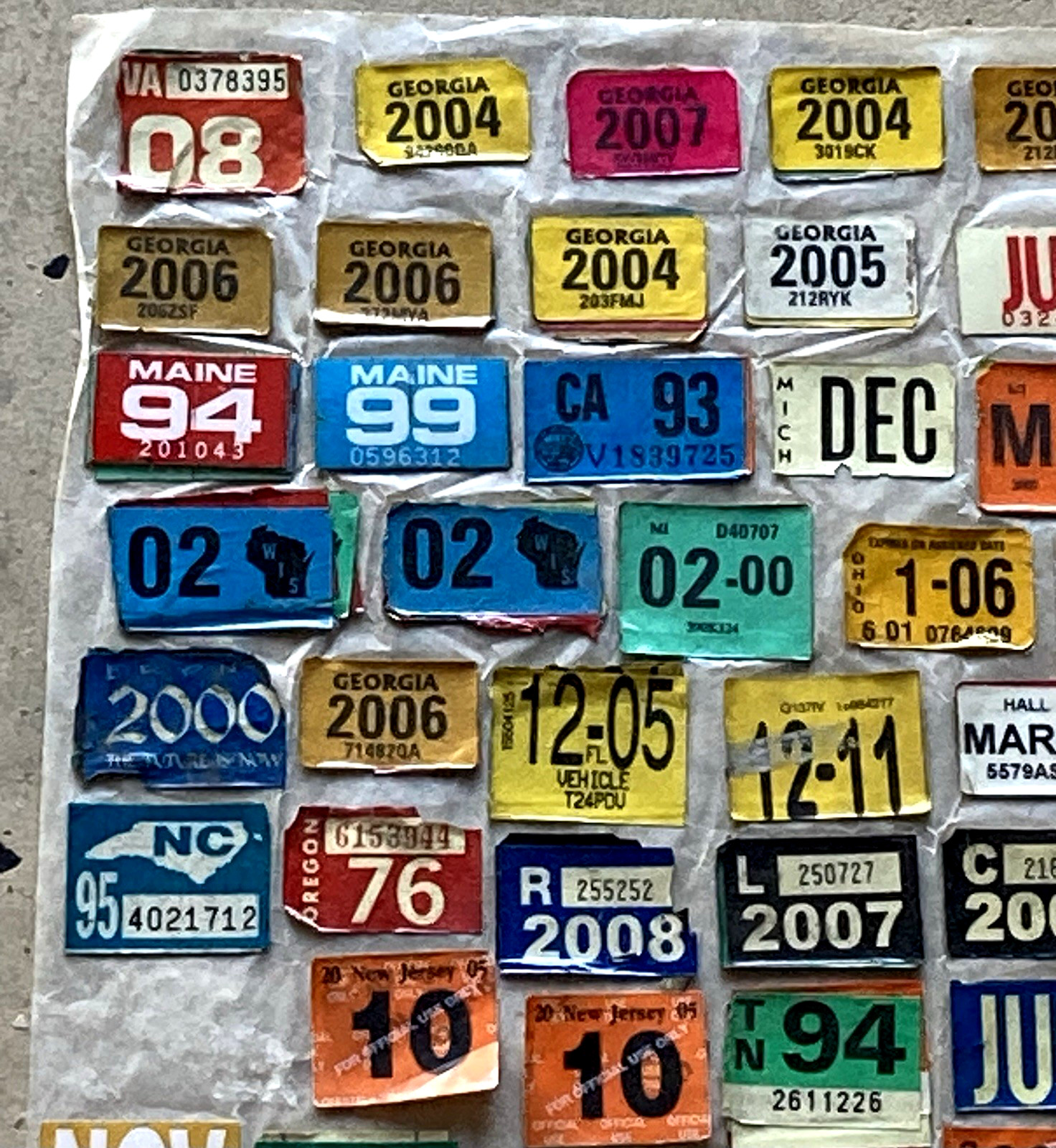 LOT Salvaged license plate decals stickers tabs tags FL GA IL ME WI NJ AK MI etc