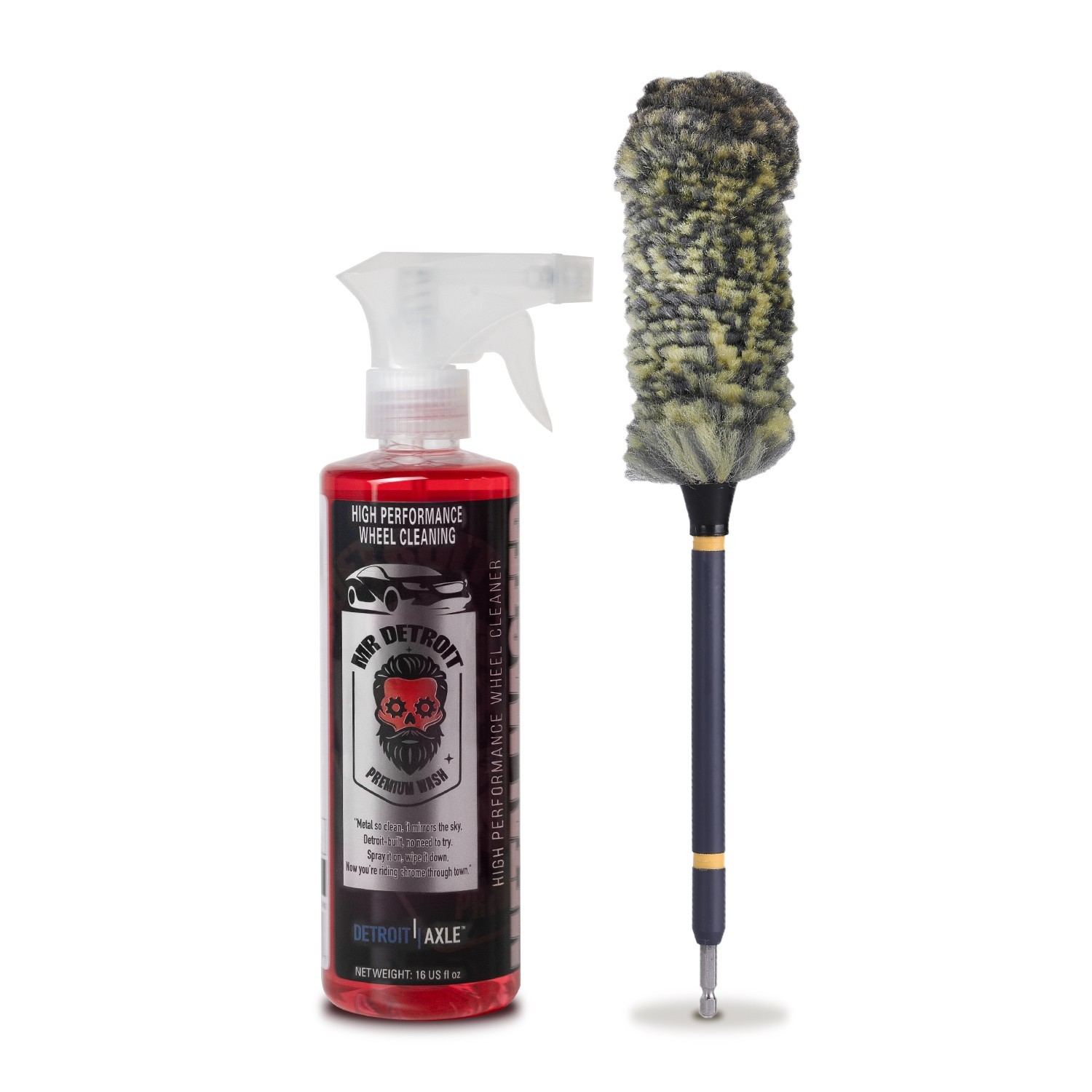 Mr. Detroit - Wheel Cleaner + Drill Wheel Brush Kit Deep Clean for Rims, Tires