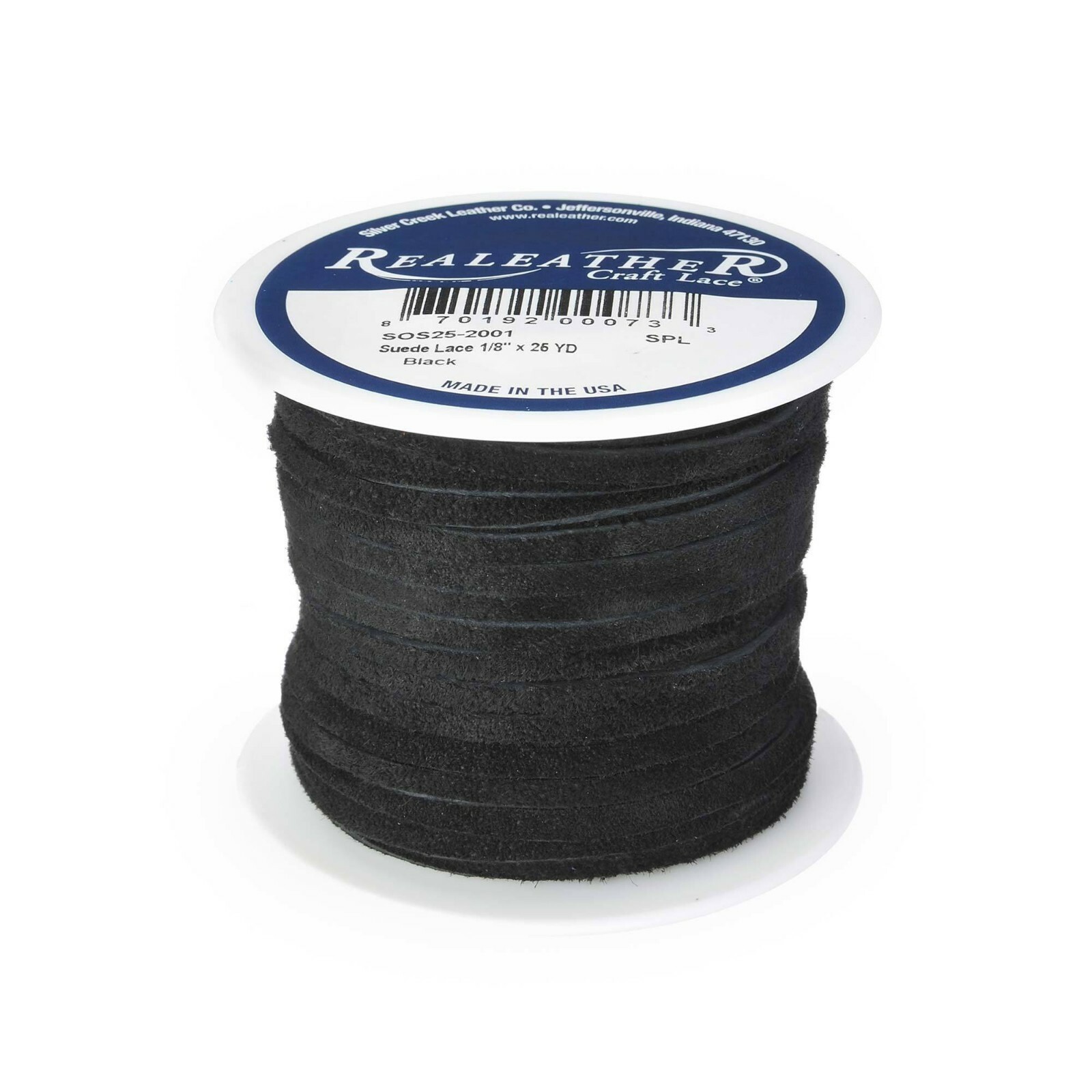 Suede Craft Lace Black 1/8" x 25 yds. by Silver Creek Realeather