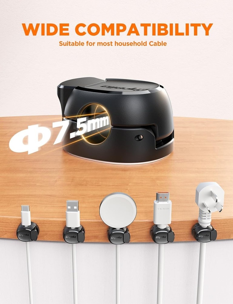 8Pack Cord Organizer [Dual Spring & Clasp, Max Secure] Cable Clips - Cable Ma...