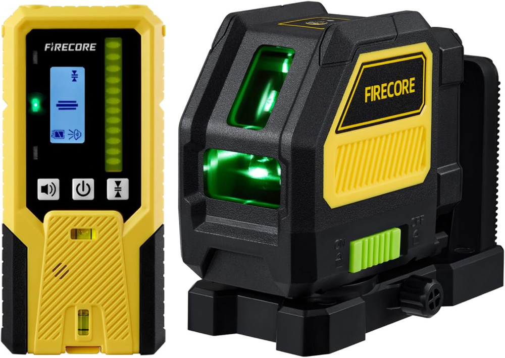 Self-Leveling Green Laser Level with Receiver & Hard Case, 197ft Range