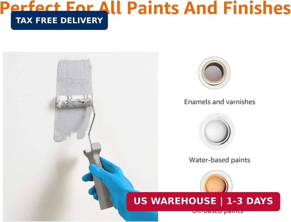 Amazon Basics Microfiber Paint Roller Covers for Smooth Finish, Shedless, Washab
