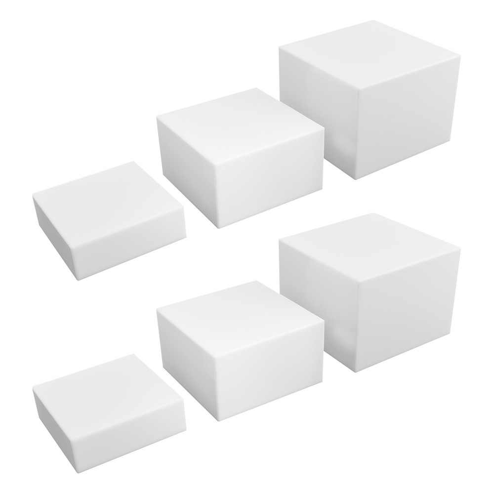 6Pcs White Rectangular Display Stands Pmma Tabletop Stands Three Sizes 11.02Lbs