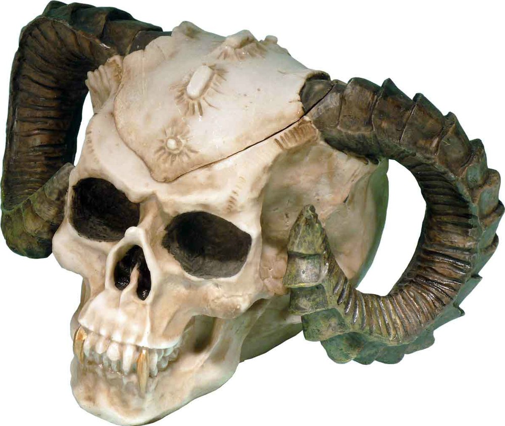 Human Skull Voodoo Skeleton Evil Demon Devil Ram Horn Vampire Dish Stash Ashtray