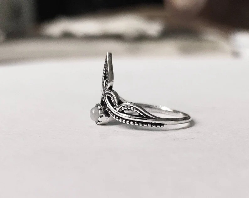 925 silver Rainbow moonstone Crown rings, Gemstone ring, Crown Ring