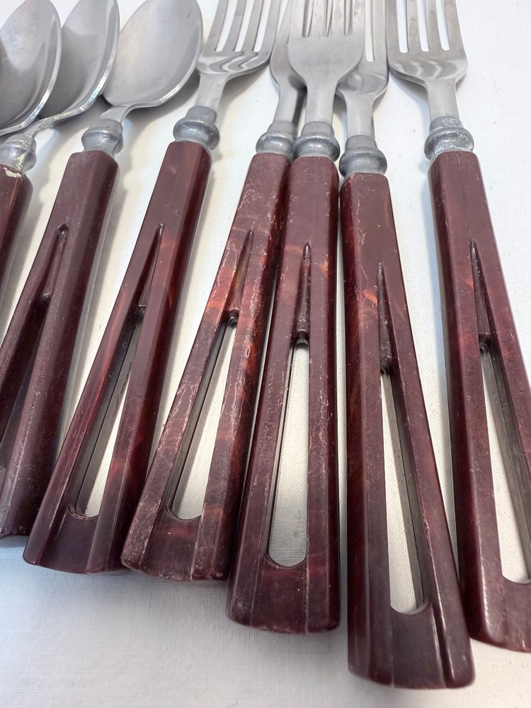 Vintage Mid Century Stanhome Bakelite Flatware Set