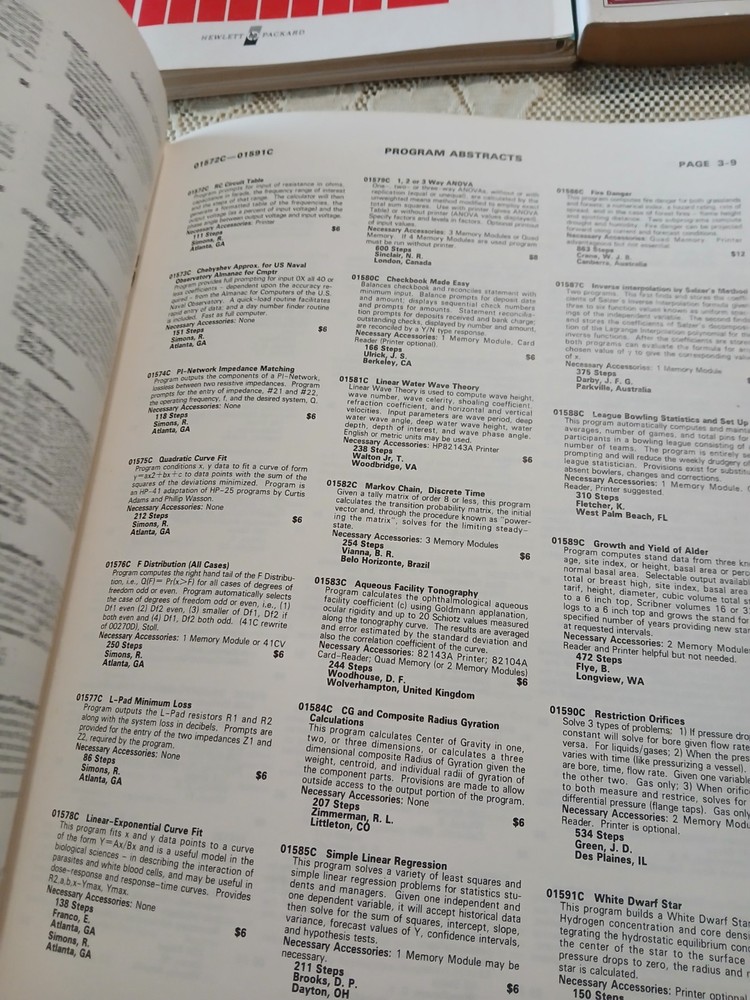 VINTAGE HEWLETT PACKARD CALCULATOR CONTRIBUTORS GUIDE LIBRARY SOFTWARE CATALOG