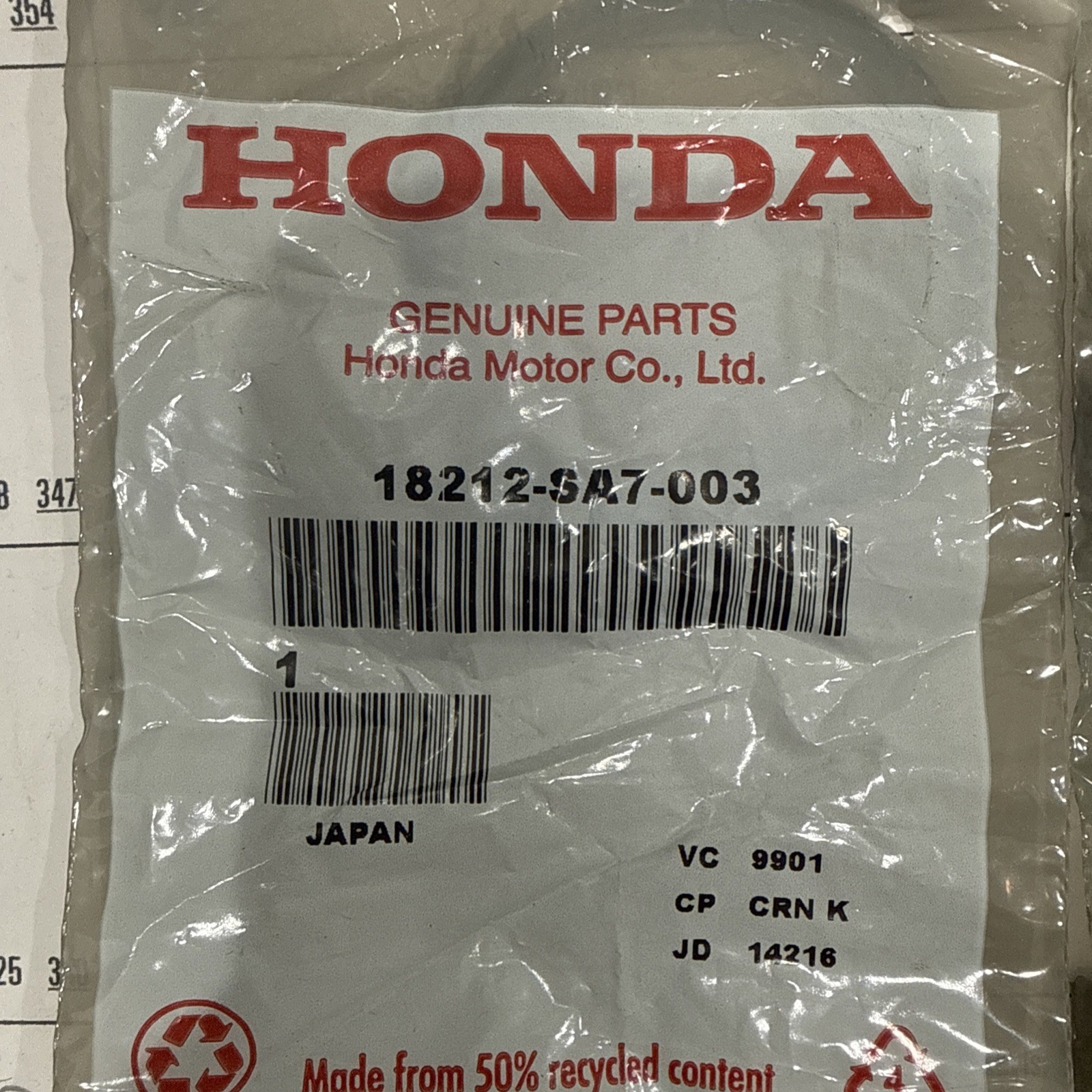 2 Genuine HONDA OEM 18212-SA7-003 Exhaust Manifold Pipe Gaskets
