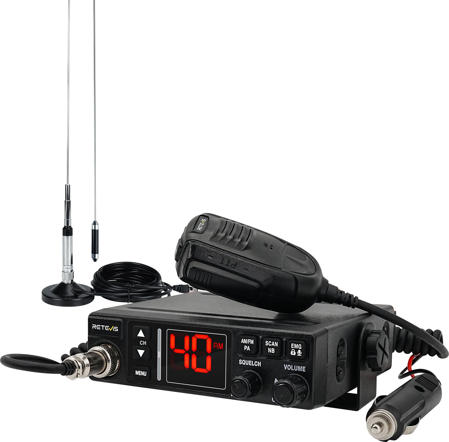 Retevis MB3A 40-Channel AM/FM CB Radio Kit Mobile Radio For Trucker With Antenna
