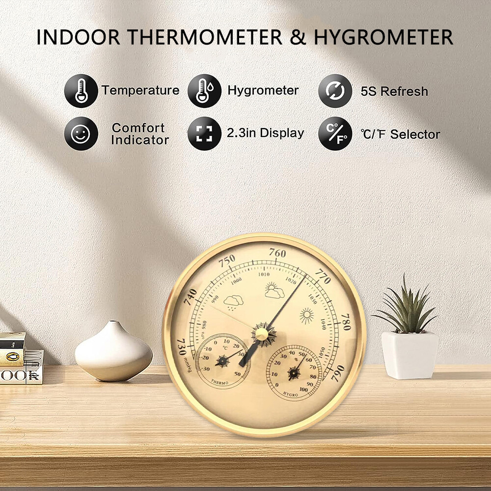 Multifunctional 3 in 1 Household Pointer Temperature Humidity Pressure Barometer