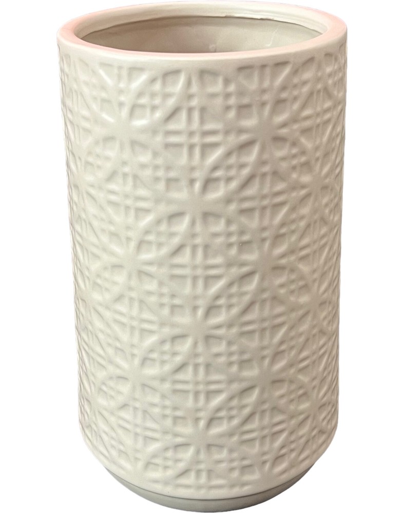 Texturized Sandish Round Gray Vase