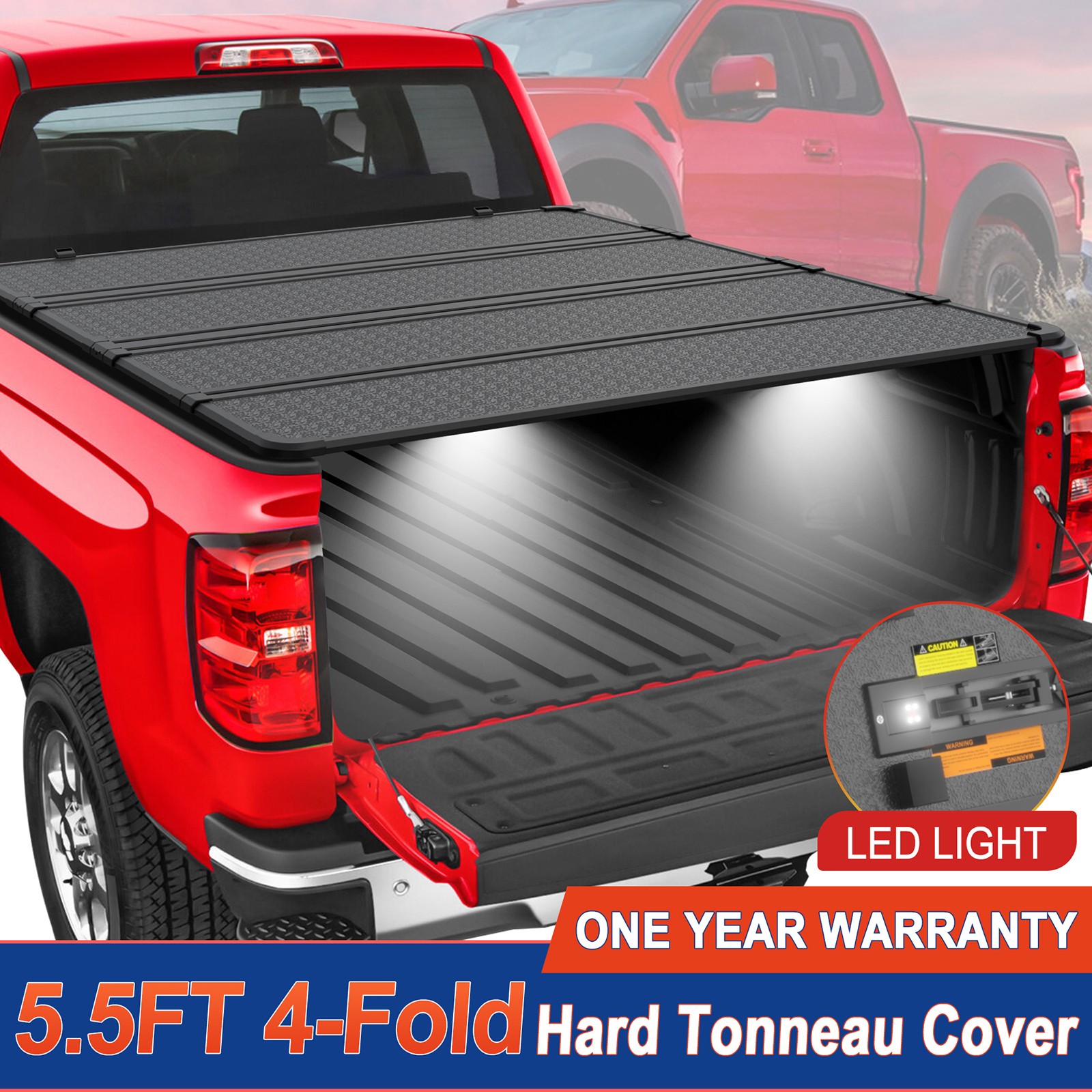 5.5FT Hard Solid Truck Bed Tonneau Cover For 2014-2026 Toyota Tundra 4-Fold