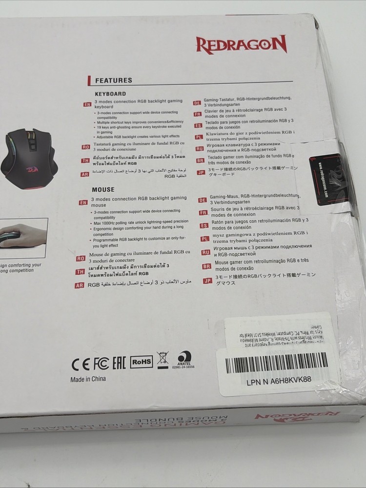 Redragon Gaming Essentials 3 Modes Connection Keyboard And Mouse Bundle - Black