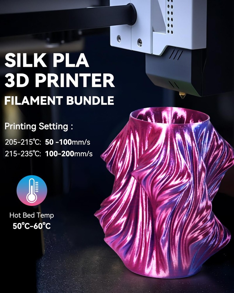 3D Printer Filament Bundle, Individually Vacuum Packed, Quadruple Color Silk ...