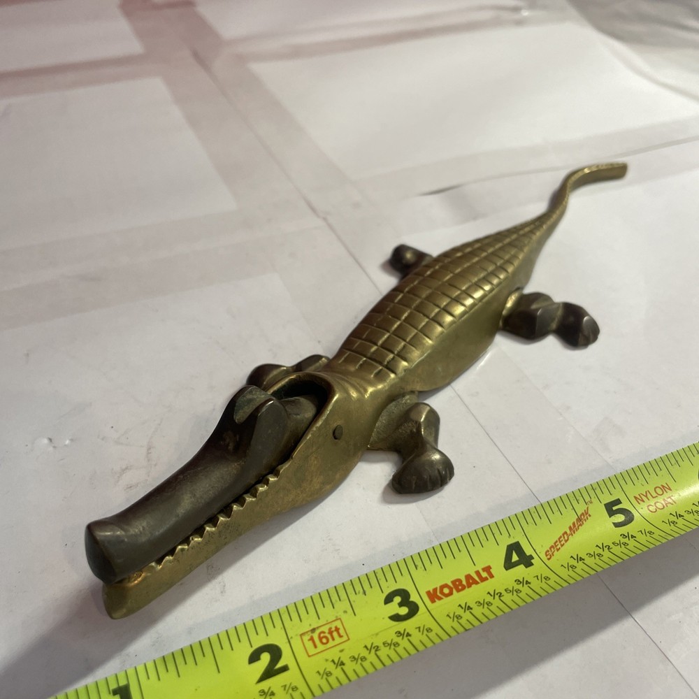 Broken Vintage Brass Alligator Nutcracker