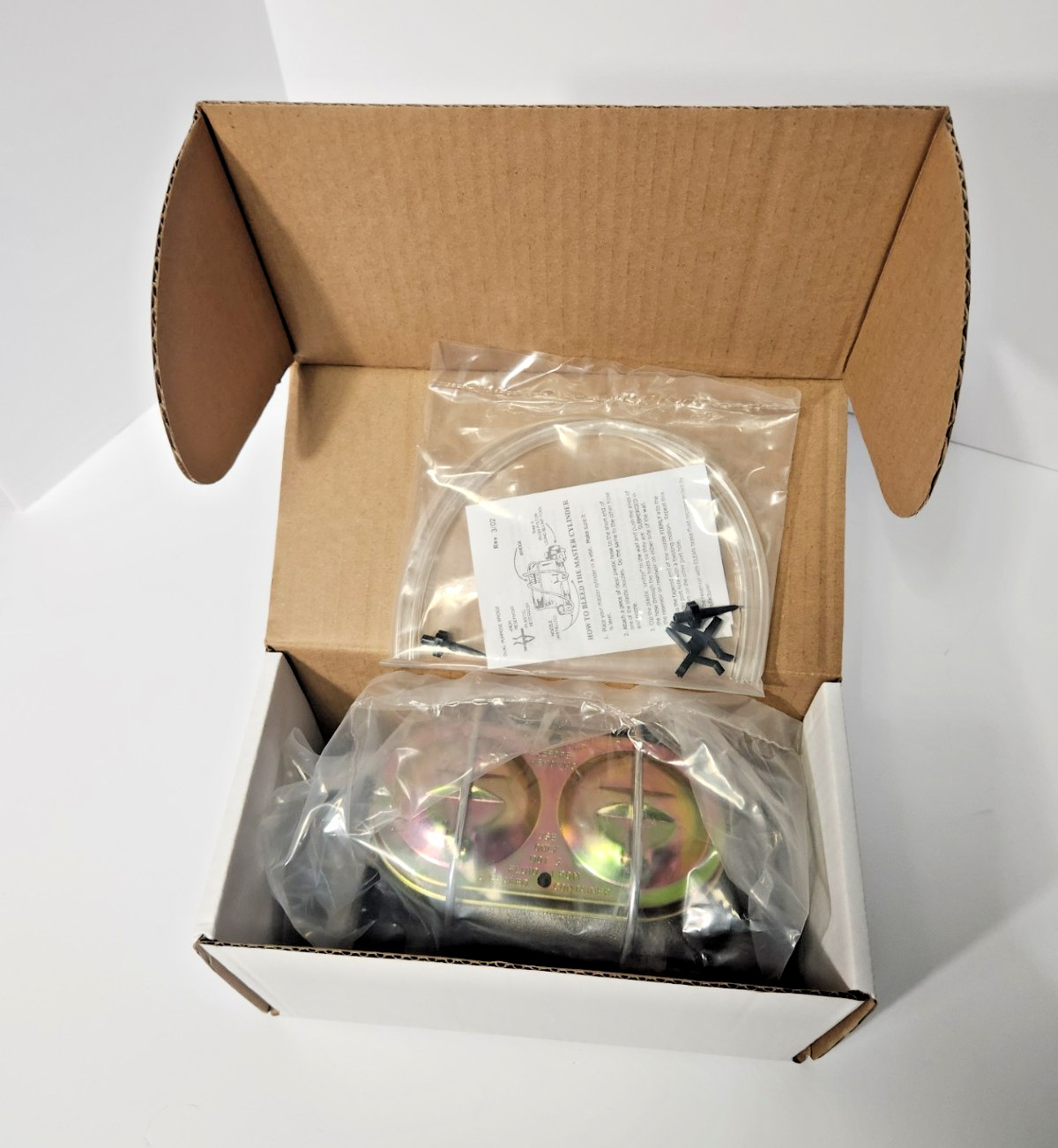 Chevy Master Cylinder 1" Bore 2 Ports Each Side w Fittings and Adaptor MC1321H