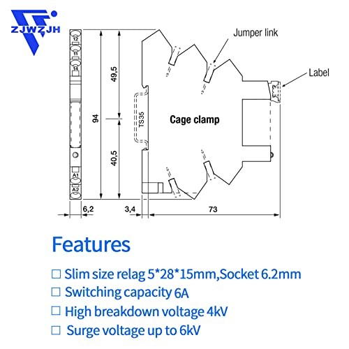 UL ListedPcs 24V Miniature Relay for PLC Controller 24VDC and Spring Socket 3