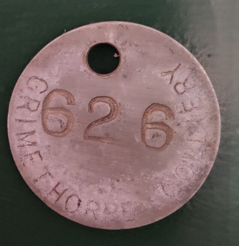GRIMETHORPE Colliery Pit Check Tally - marked GRIMETHORPE COLLIERY 626