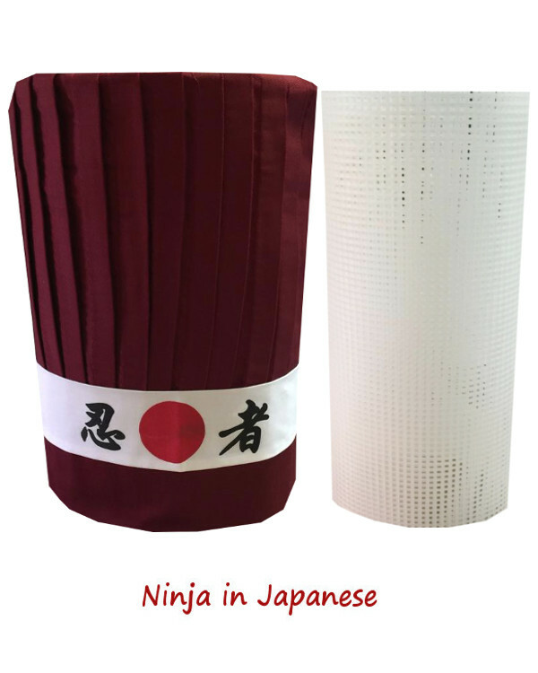 Hibachi Chef Tall Hat Set with Headband & Plastic Net, New