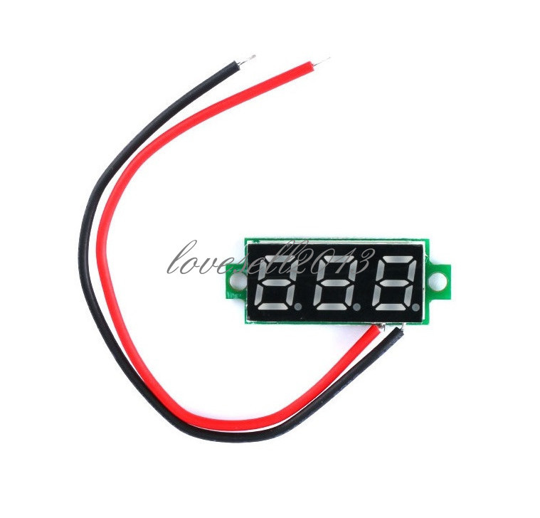 1X Green 0.28" 2 Wire Mini DC Digital Panel Voltmeter Panel Mount LED Voltage
