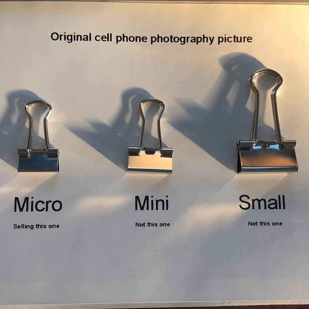 nctinystore Micro Silver Binder Clips Micro Metal Clamp 1/2 inch Width (Silve...