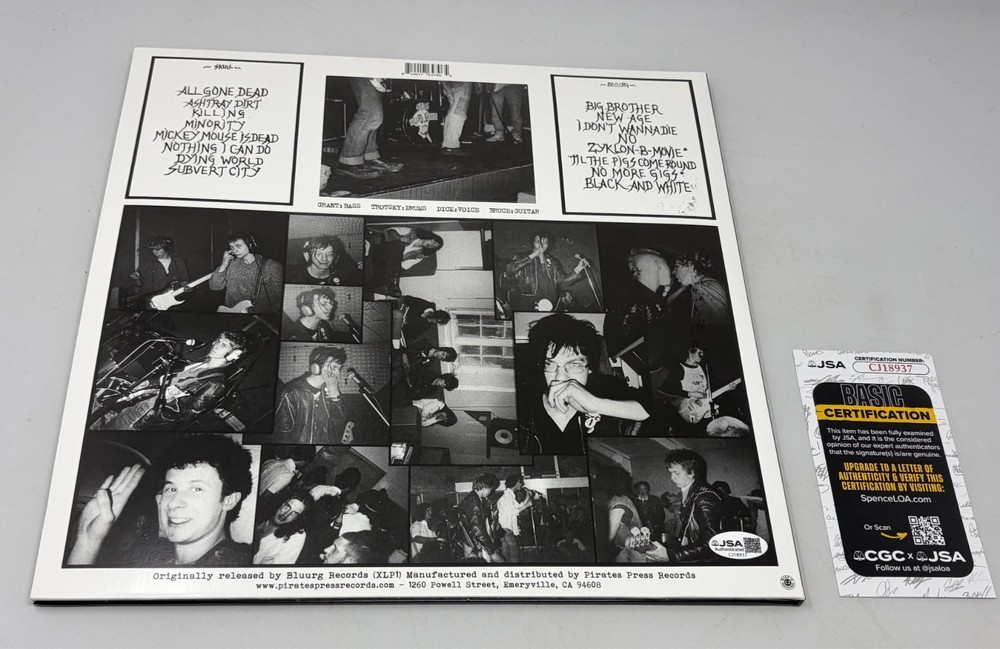 Subhumans signed The Day The Country Died Album JSA COA