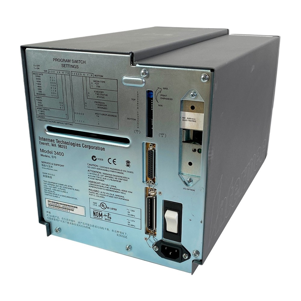 Intermec 3400e Industrial Thermal Transfer Barcode Label Printer Ethernet Serial