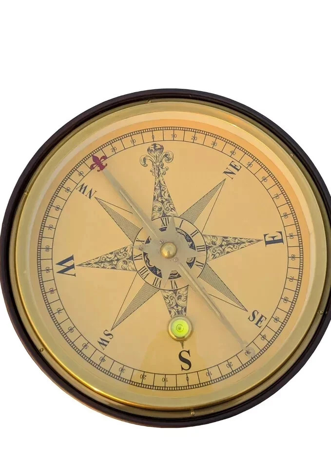 Antique Brass Large Compass Coffee Table, Side Table Working Compass With Tripod