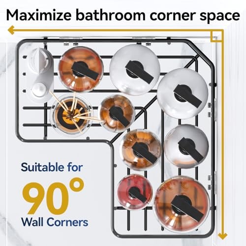Shower Caddy Corner, 3-Pack Adhesive Rustproof Stainless Steel 3pack Black