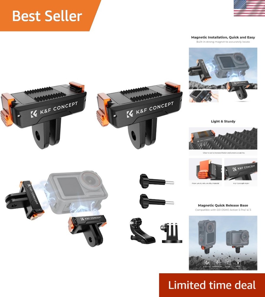 2 Pack Magnetic Quick Release Adapter Mount for DJI Osmo Action 5 Pro, Extens...