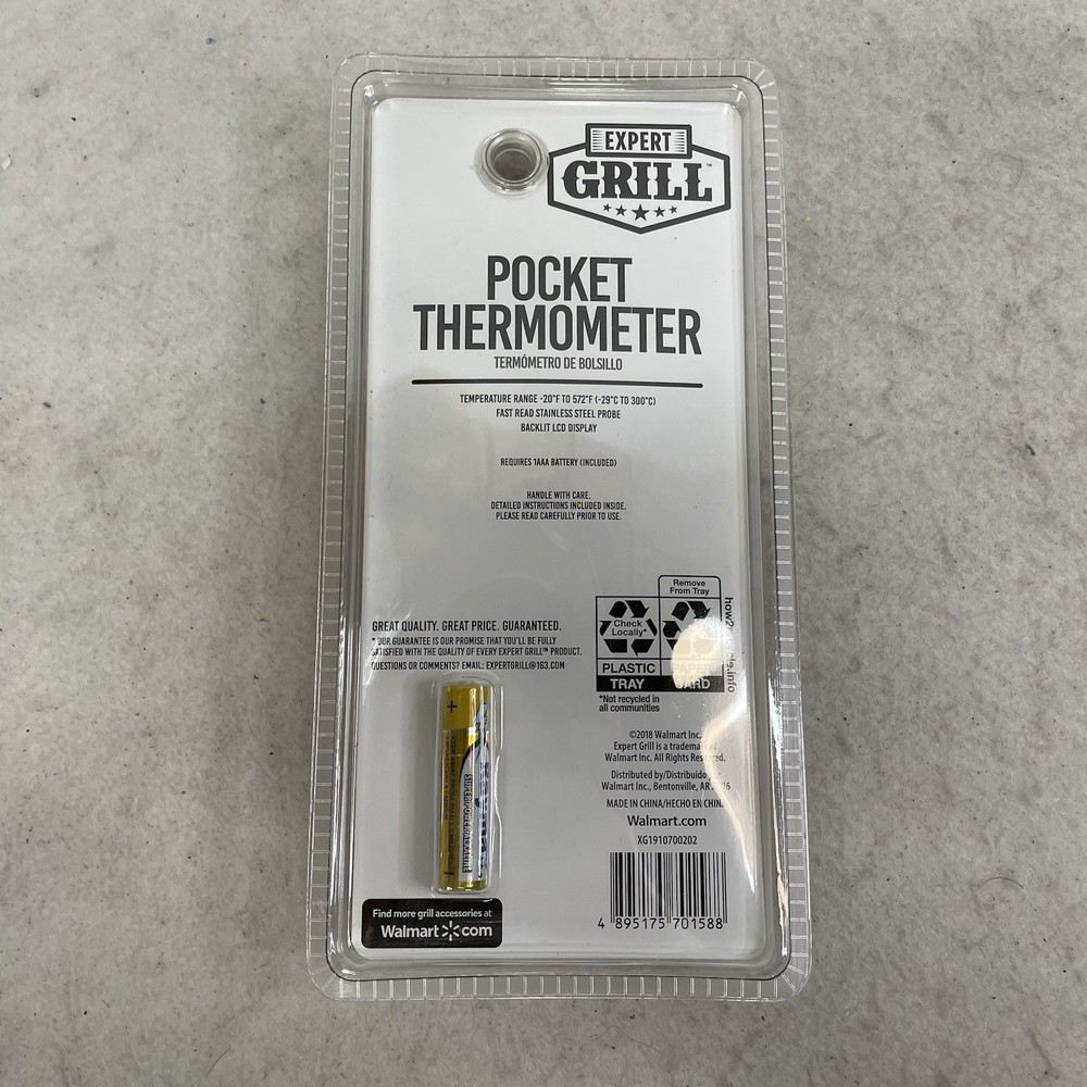 Expert Grill, Pocket Thermometer, New in Package