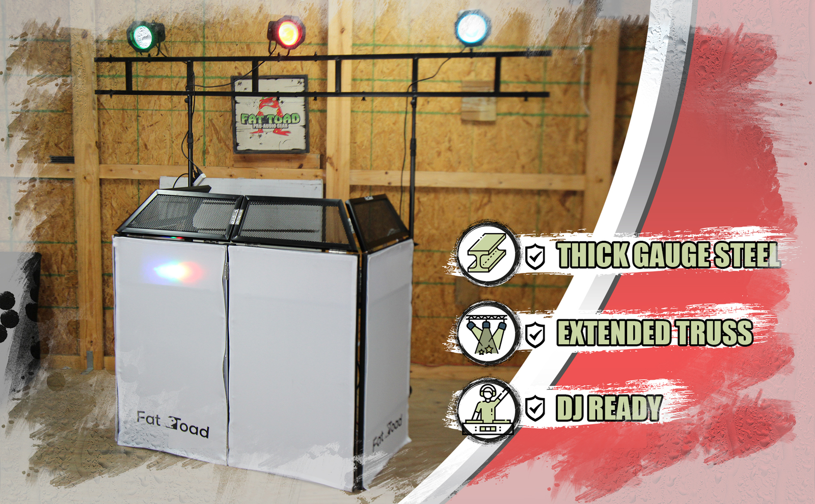 DJ Booth Table Lighting Truss Stand System - Foldable Panel Stage Platform Scrim