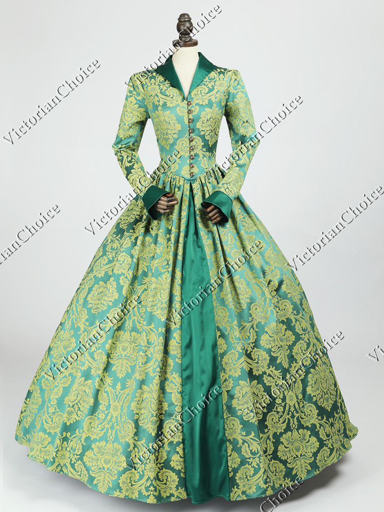 Renaissance Faire Colonial Queen Princess Brocade Gown Fantasy Dress Theater 162