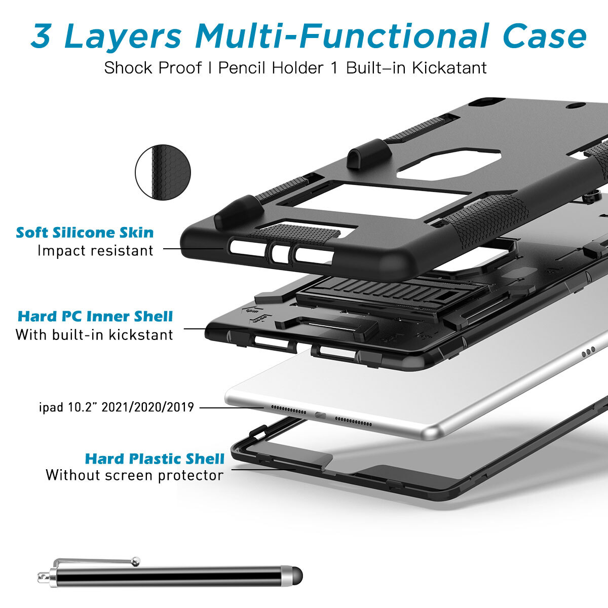 For iPad 9th 8th 7th 10.2" Case Heavy Duty Shockproof Cover + Screen Protector