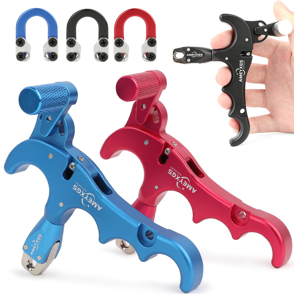 Compound Bow Release Aids Trigger 4 Finger Thumb Metal D Loop Archery Hunting
