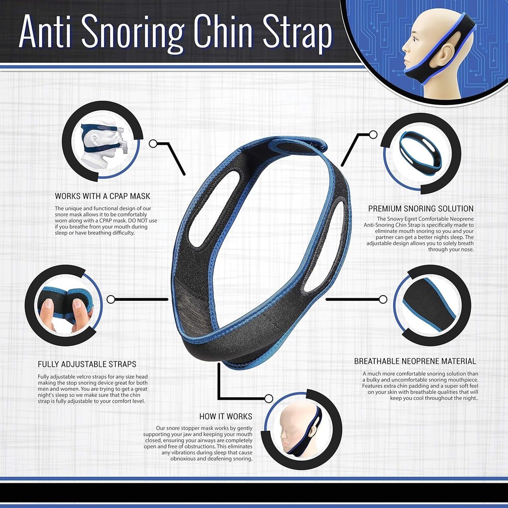 Anti Snoring Chin Strap - Chin Strap for Sleeping, Snoring Solution, Effectiv...
