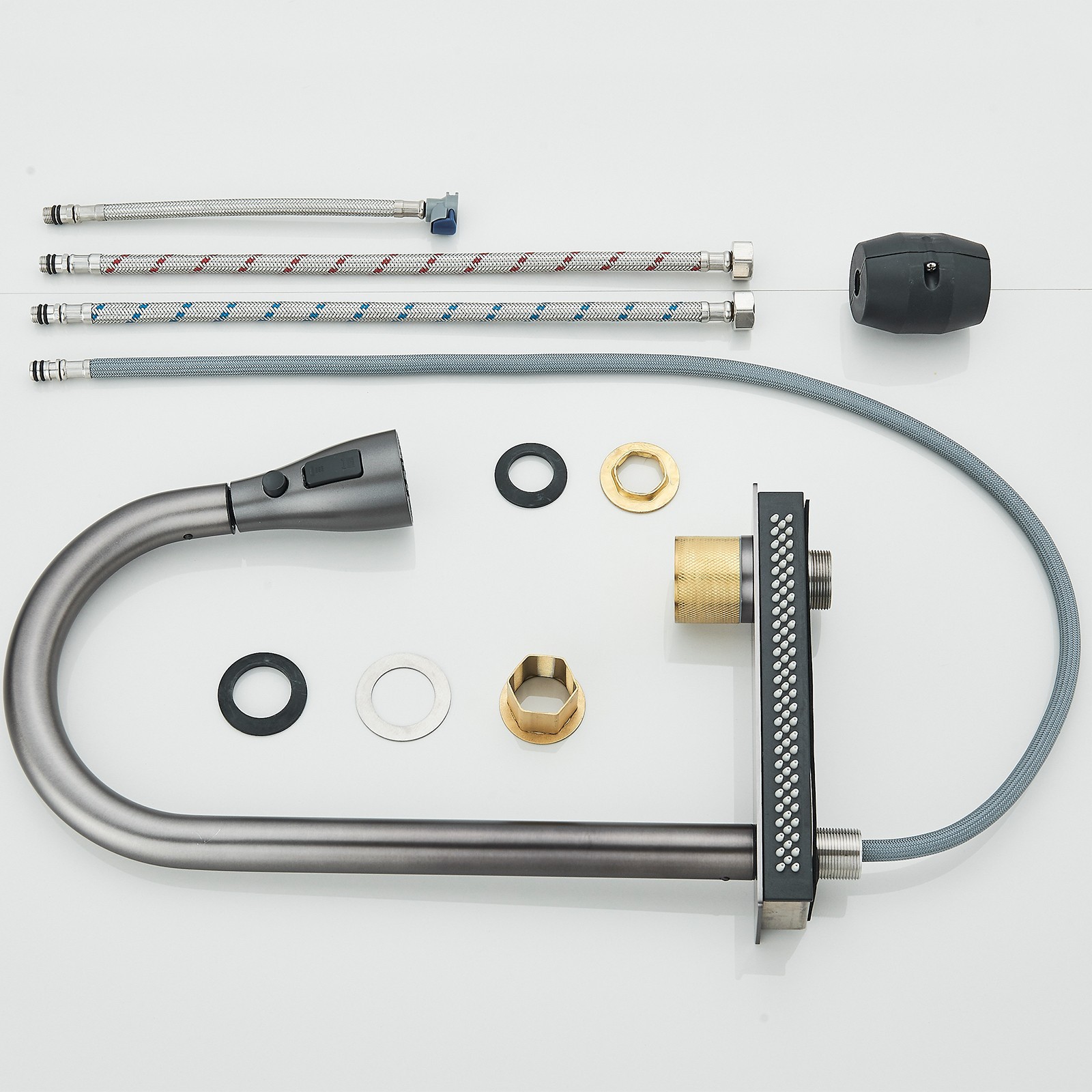 24" Flying Rain Stainless Steel Waterfall Kitchen Sink with Faucet Single Bowl