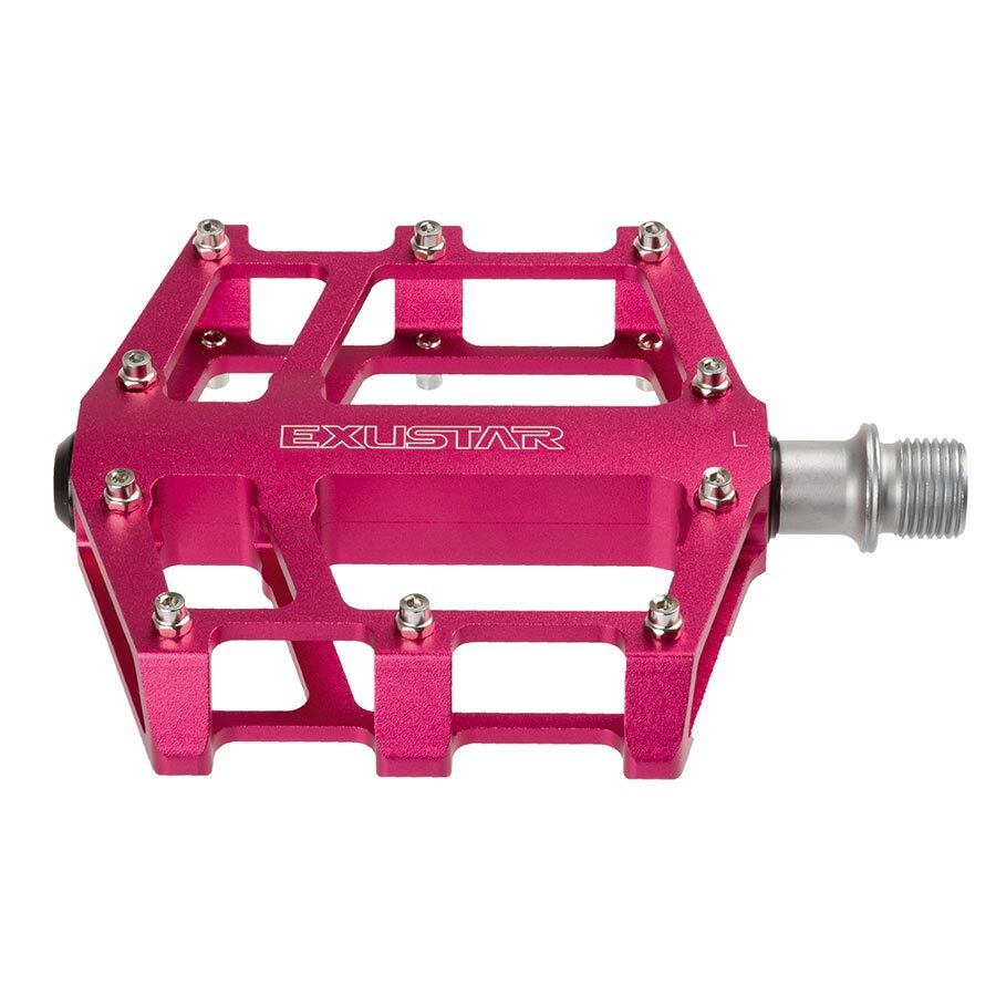 Exustar, E-PB525, Platform Pedals, Body: Aluminum, Spindle: Cr-Mo, 9/16'', Red